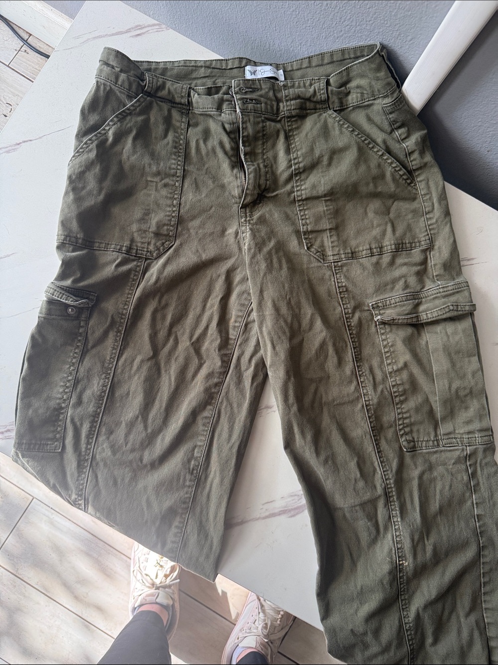 Jessica Simpson Olive Green Straight Leg Cargo Jeans